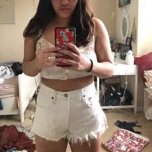 White side zip shorts